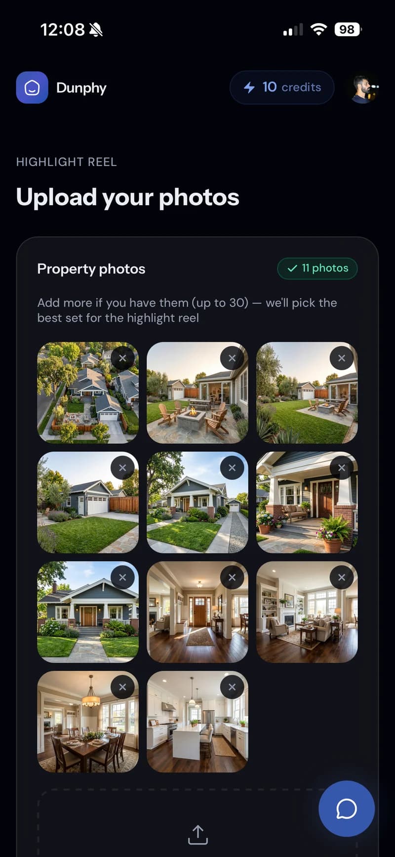 Eleven listing photos uploaded to Dunphy for a Highlight Reel